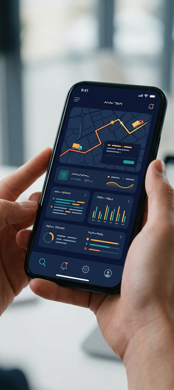 The MoveTheWheels logistics app interface on a phone