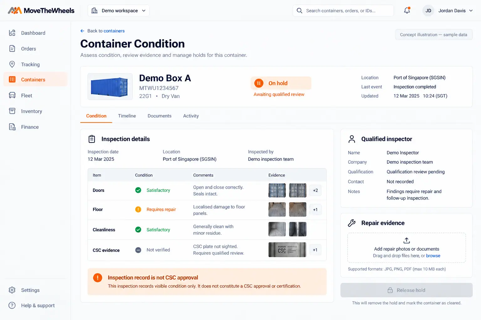 Plan: Container Condition Review